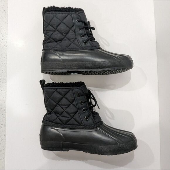 NWOT Eddie Bauer Women Black Quilted Winter Snow Duck Boots Lace-Up Rubber 8 - Picture 6 of 10
